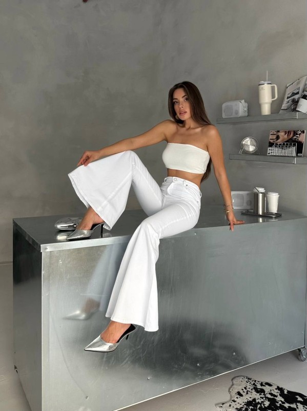 Stella Wide Flare Light Denim White