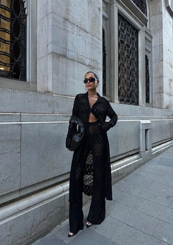 Black Crochet Set 