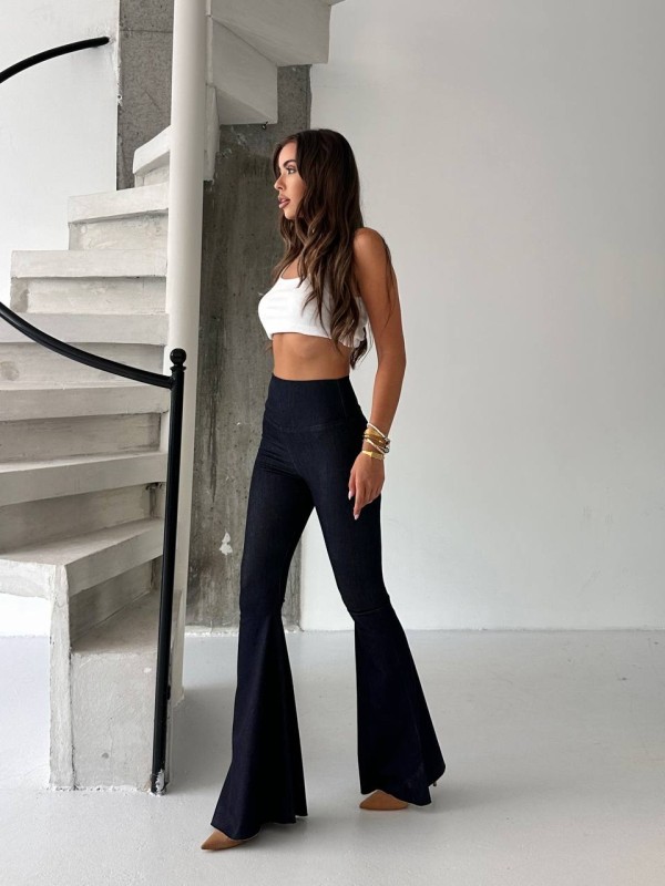 High Rise Flare Denim Deep Indigo