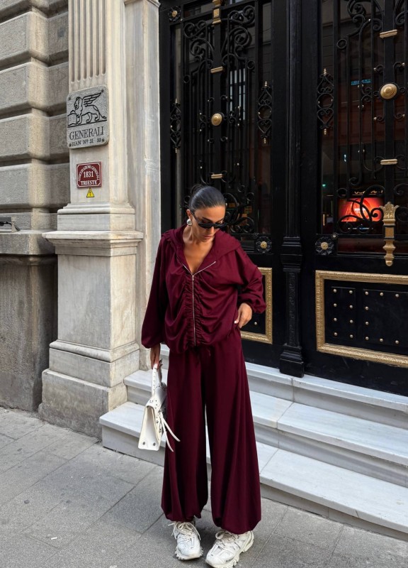 Oversize Hoodie Set Bordeaux