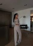 3734 Avril Off-Shoulder Coffe komplet prążkowy