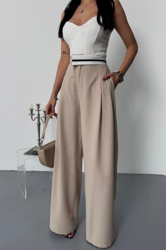 ATELIER LINE – spodnie premium wide leg beige