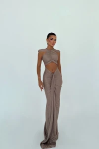 3051 ICONA GODDESS – Luxury Draped Maxi Dress