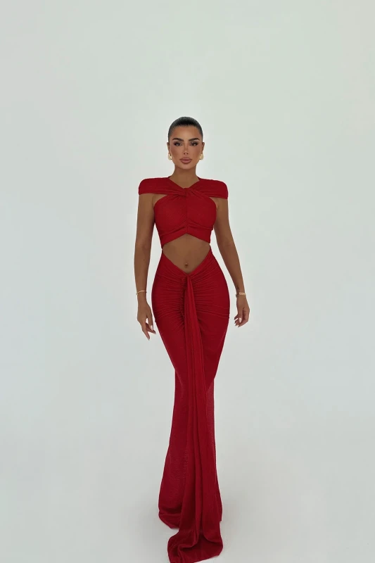 3054 ICONA GODDESS – Luxury Draped Maxi Dress