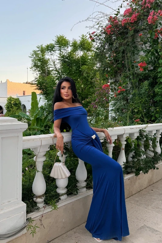 3082 ROYAL DRAPE – Off Shoulder Maxi
