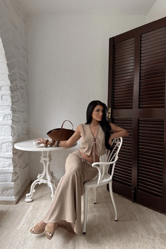 1521 MONTE VÉRA – Linen Touch Set (Vest & Maxi Skirt)