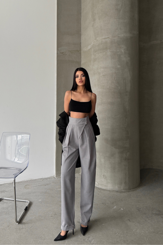 Spodnie Tailored High Waist – Premium Draped Fit Grey