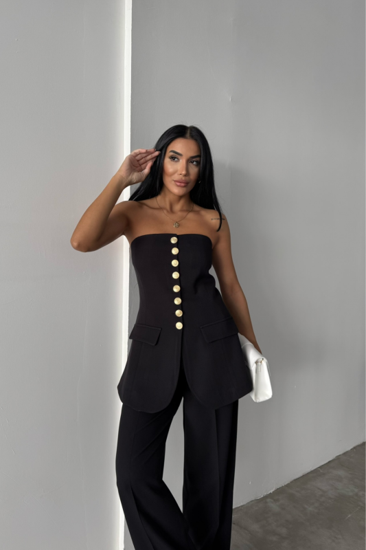 Élysée Gold Buttons – marynarkowa kamizelka premium Black