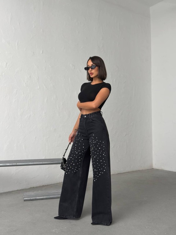 Black Crystal Wide Leg