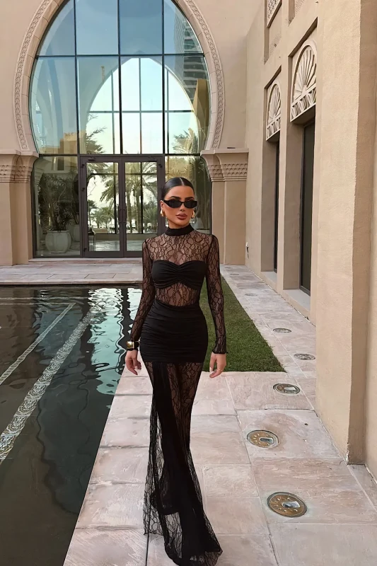 4758 Lace Illusion Sculpted Jumpsuit – Dubai Edition