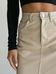 SPÓDNICA ECO LEATHER PARIS BEIGE