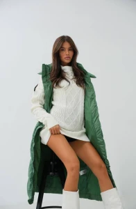 MAXI PUFFER ICON | Długa kamizelka puchowa Green
